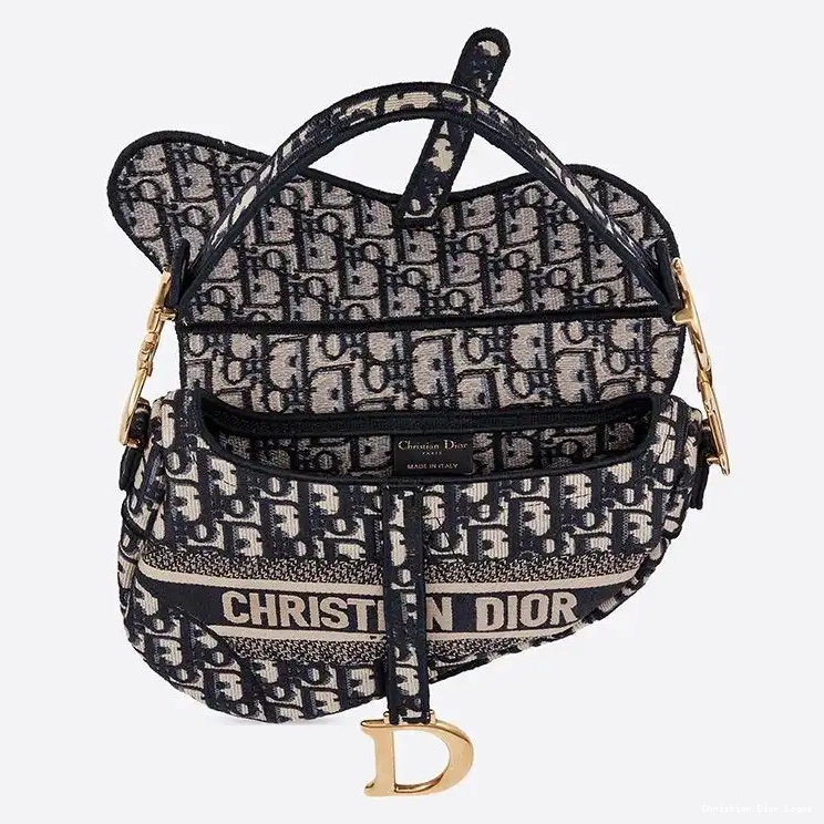 Cheap Canvas Dior Christian Bag Oblique Saddle Blue Motif 0702 Luxury